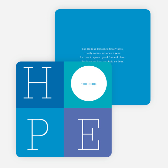 Love: A Four Letter Word? Non-Photo Holiday Cards - Blue