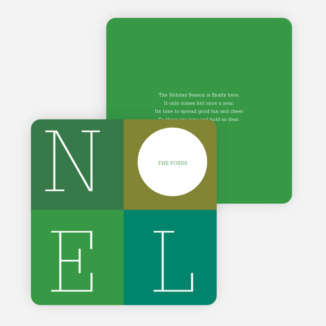 Love: A Four Letter Word? Non-Photo Holiday Cards - Green