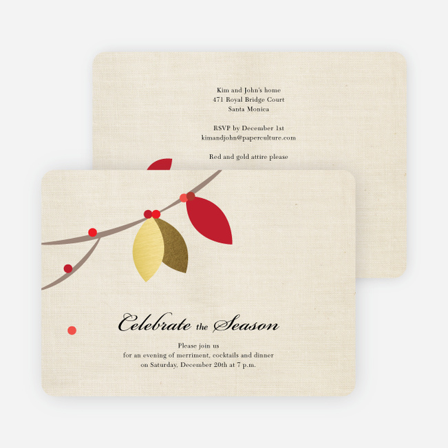 Gold Leaf Cards for the Holidays - Red