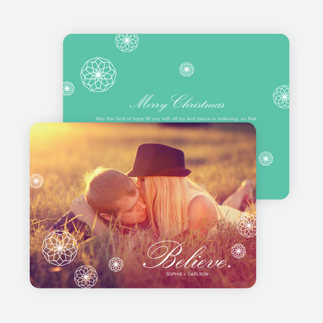 Retro Snowflake Holiday Cards - Green