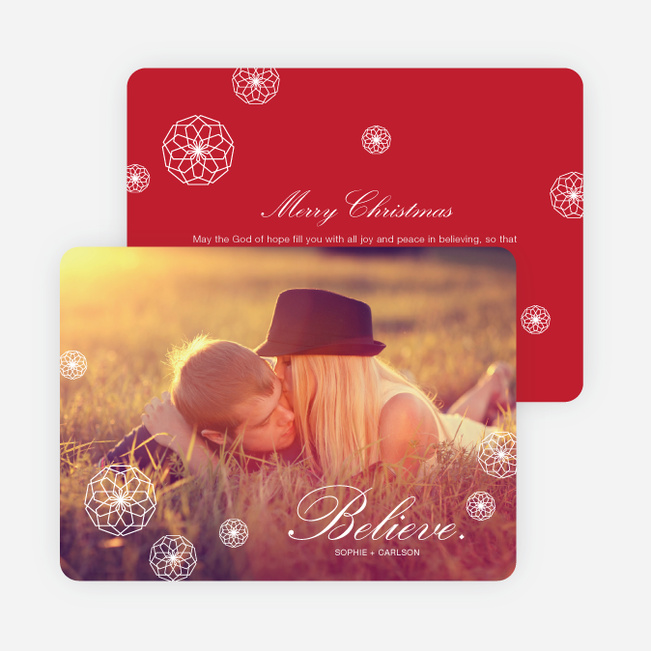 Retro Snowflake Holiday Cards - Red