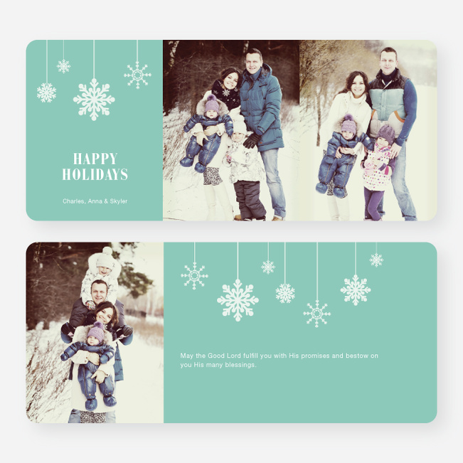 Snowflake Ornaments Holiday Cards - Green