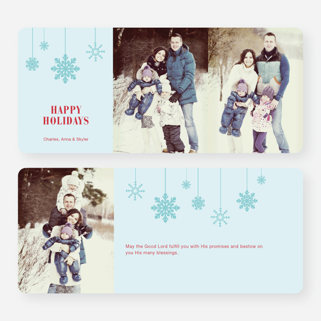 Snowflake Ornaments Holiday Cards - Blue