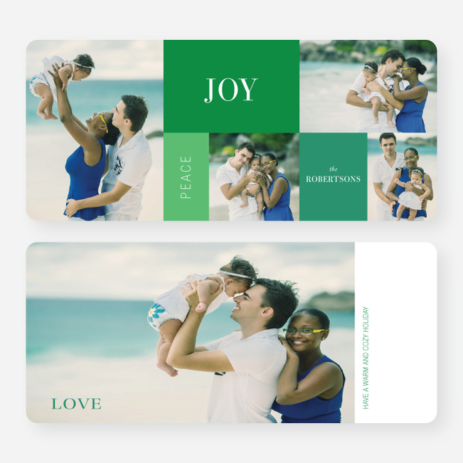 Joy, Peace & Love Blocks: Holiday Photo Cards - Green