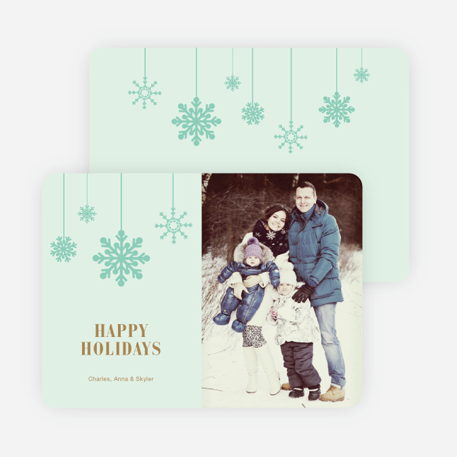 Snowflake Ornaments Holiday Cards - Green