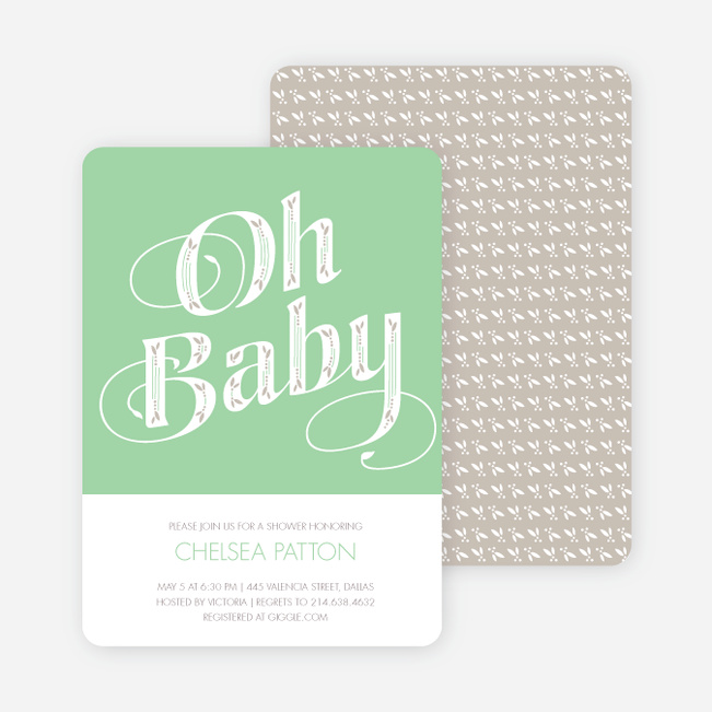 Oh Baby Shower Invitations - Green