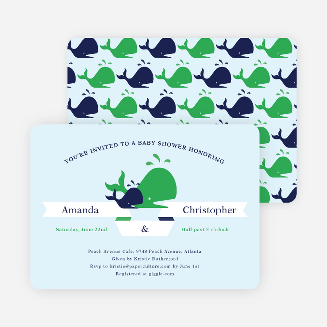 Whale of a Time Shower Invitations - Blue