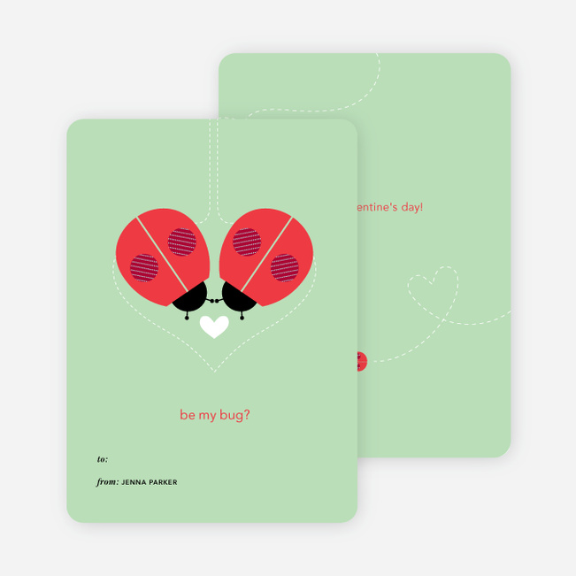 Ladybug Valentine’s Day Cards - Green