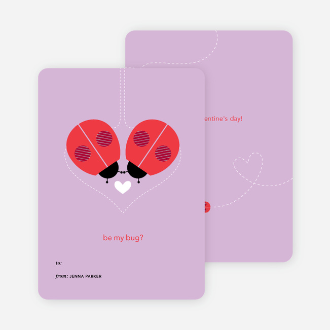 Ladybug Valentine’s Day Cards - Purple