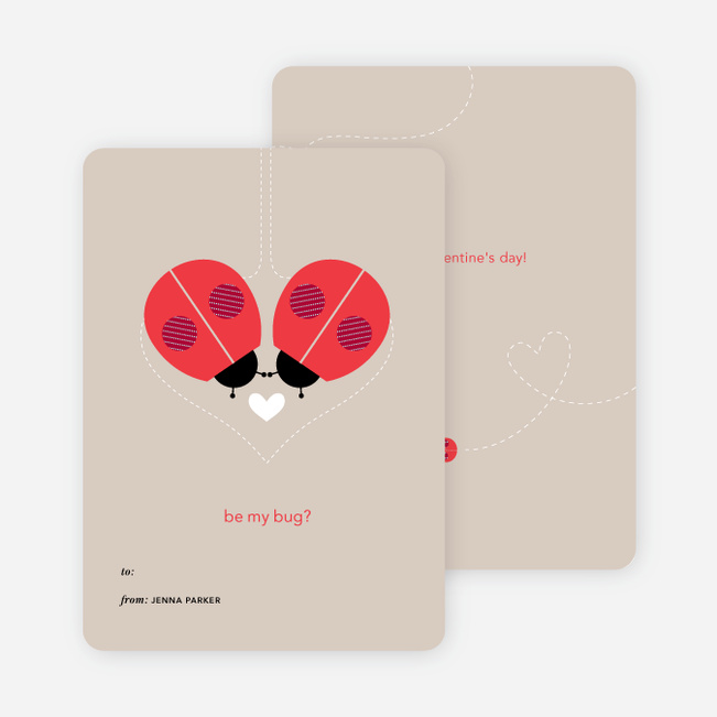 Ladybug Valentine’s Day Cards - Beige