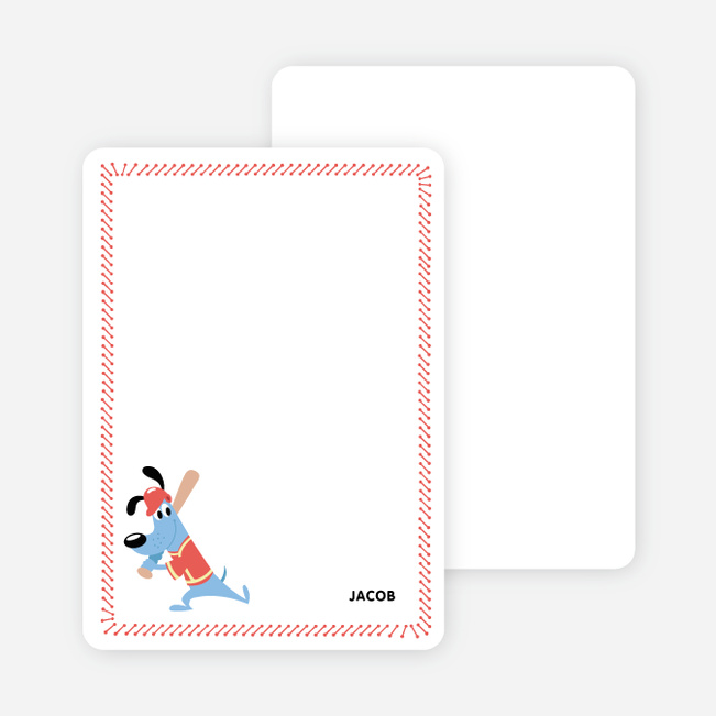 Babe Woof: Baseball Themed Stationery - Red Shirt