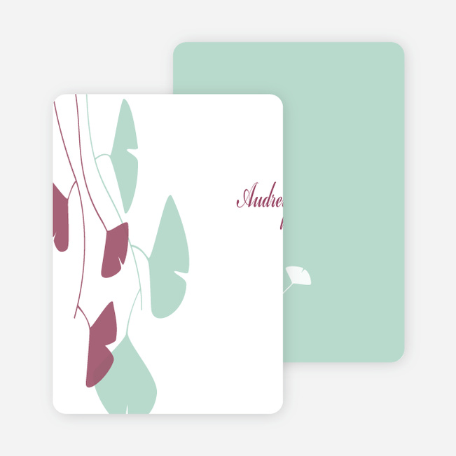 Personal Stationery for Bridal Shower Invitations: Leaves - Mint Green