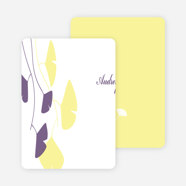 Personal Stationery for Bridal Shower Invitations: Leaves - Lemon Chiffon