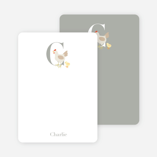 C Chicken Monogram Stationery - Ecru