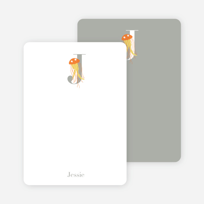 J Jellyfish Monogram Stationery - Carrot