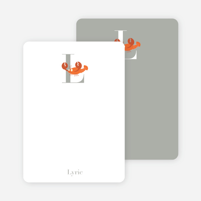 L Lobster Monogram Stationery - Carrot Orange