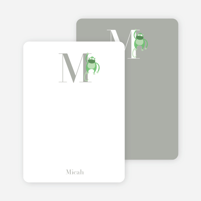 M Monkey Monogram Stationery - Emerald Green