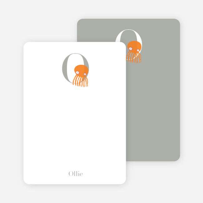 O Octopus Monogram Stationery - Carrot Orange