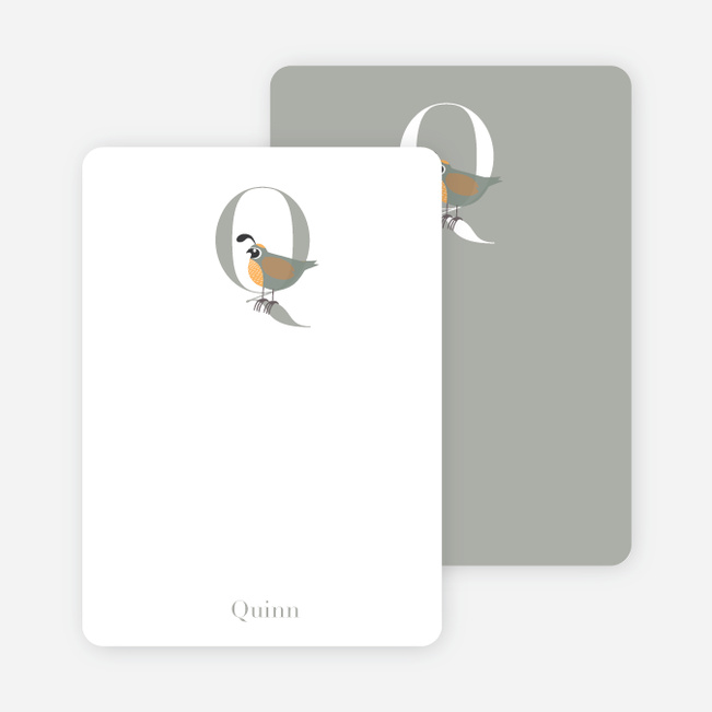 Q Quail Monogram Stationery - Grey