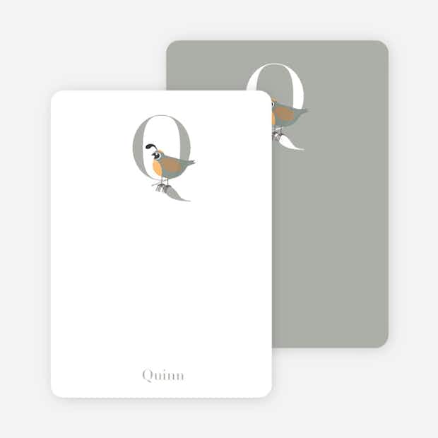 Q Quail Monogram Stationery - Main