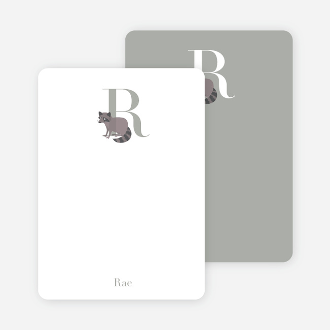 R Raccoon Monogram Stationery - Mauve