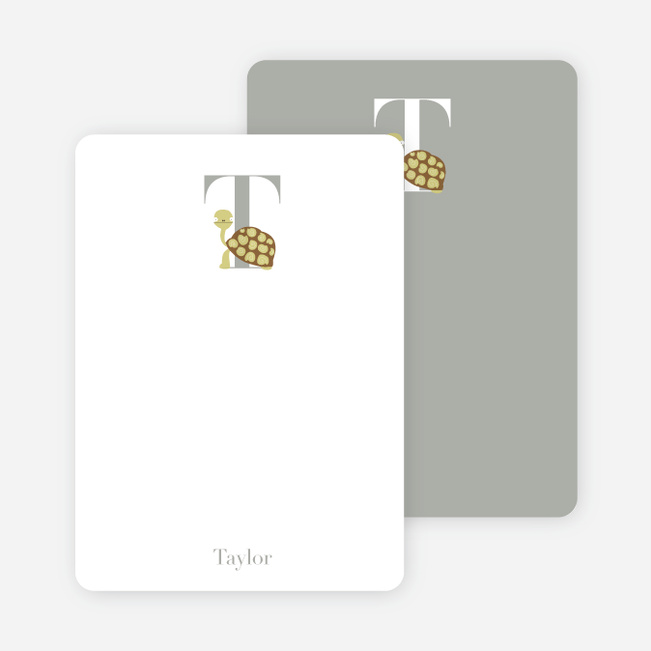 T Turtle Monogram Stationery - Chocolate