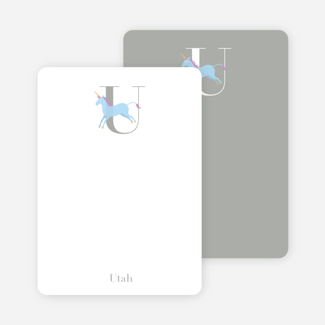U Unicorn Monogram Stationery - Baby Blue