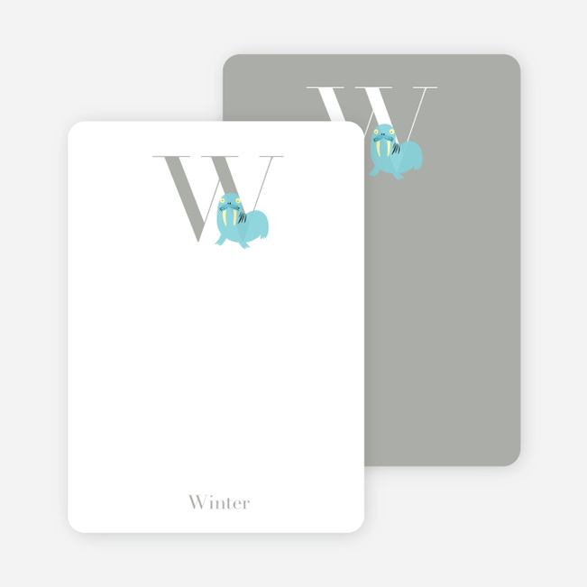 W Walrus Monogram Stationery - Cornflower Blue