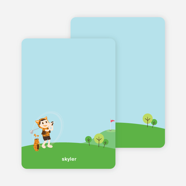 Note Cards: ‘Tiger Golf Invitation’ cards. - Pumpkin Orange