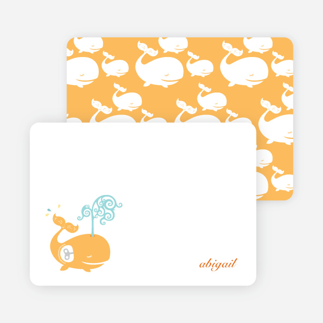 Personal Stationery for Modern Whale Spout Birthday Invitation - Apricot