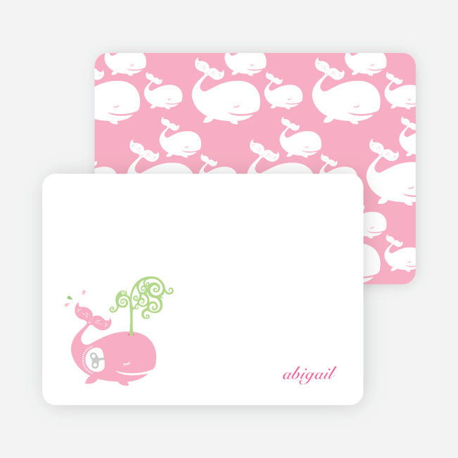 Personal Stationery for Modern Whale Spout Birthday Invitation - Cotton Candy