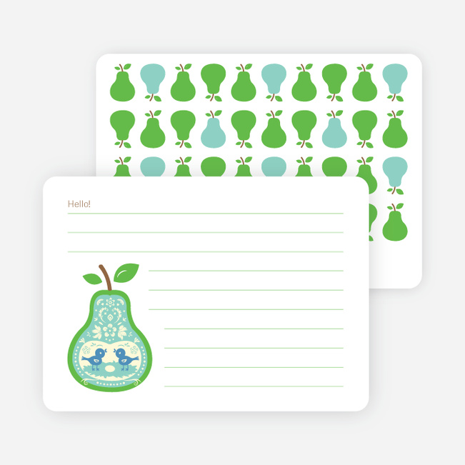 Personal Stationery for Pear Birds Modern Birthday Invitation - Aqua