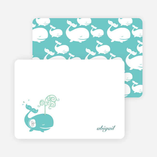Personal Stationery for Whale Spout Modern Birthday Invitation - Azure