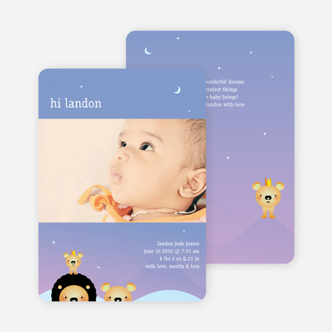 Animal Kingdom Birth Announcements - Lavender Dust