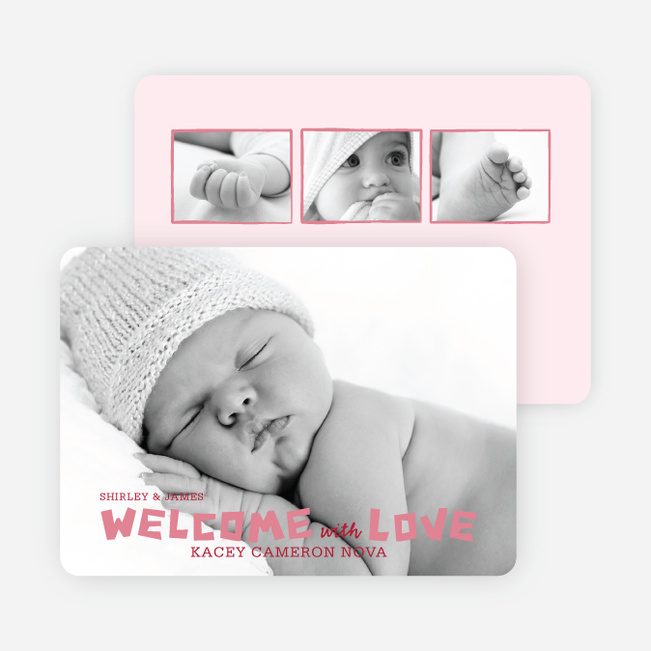 Baby Chaos Photo Birth Announcements - Tea Rose