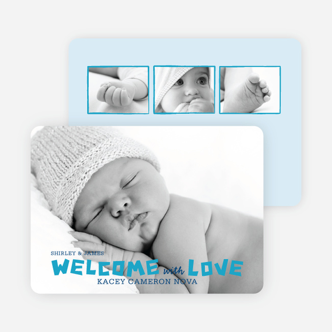 Baby Chaos Photo Birth Announcements - Periwinkle
