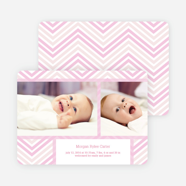 Chevron Stripes Baby Announcements - Pink
