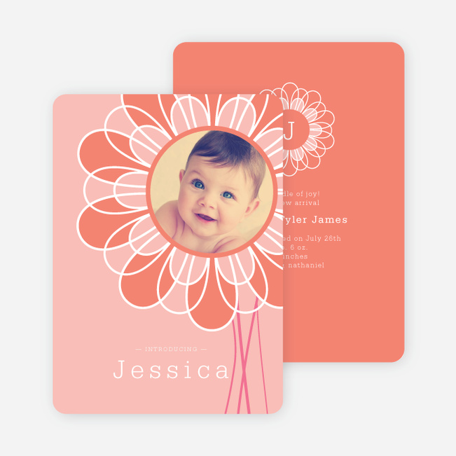 Flower Child Birth Announcements - Pink Sunflower
