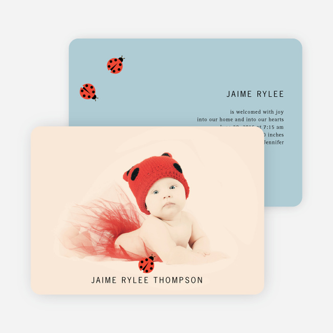 Ladybug Ladybug Photo Birth Announcements - Blue Egg
