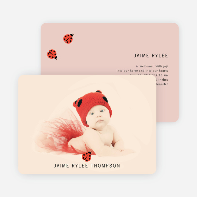 Ladybug Ladybug Photo Birth Announcements - Adobe