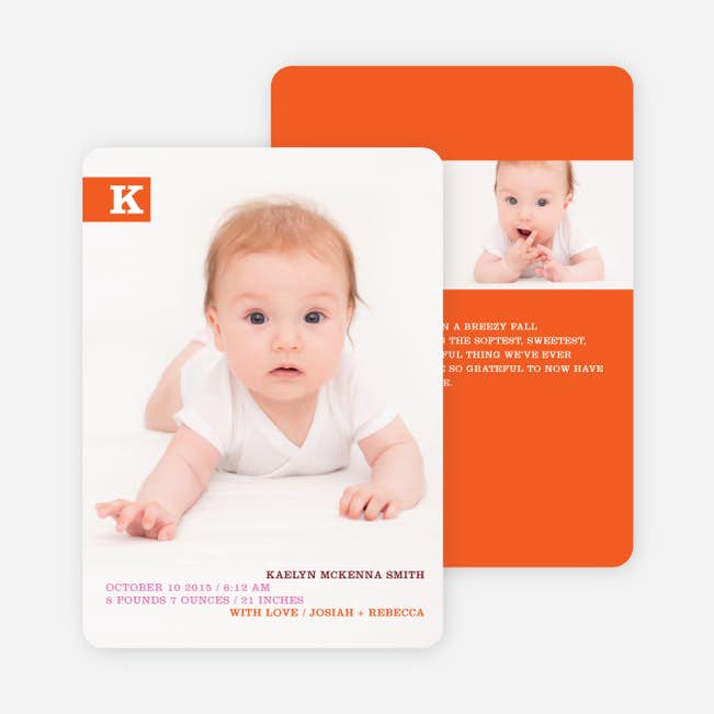 Monogram Color Band Photo Birth Announcements Paper Culture