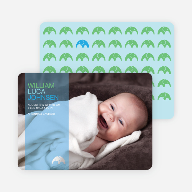 Simply Photos: Find the Elephant Modern Baby Announcement - Baby Blue