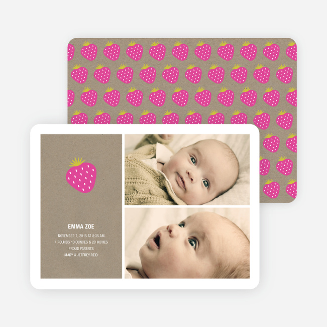 Sweet Strawberry Joy Birth Announcements - Hot Strawberry