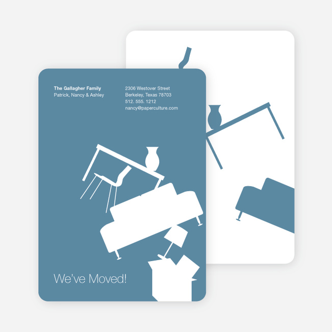 Modern Furniture Change of Address Card - Grey Blue