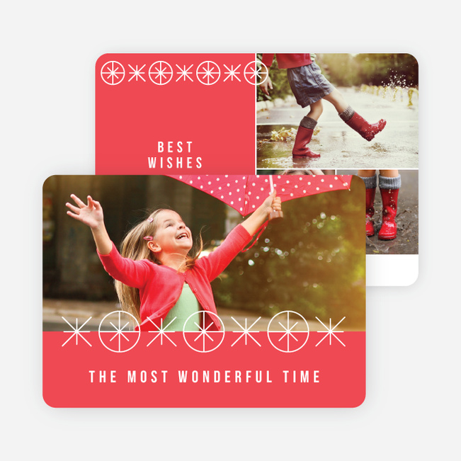 Ornaments and Stars Christmas Cards - Red