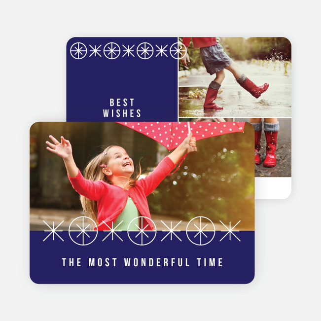 Ornaments and Stars Christmas Cards - Blue