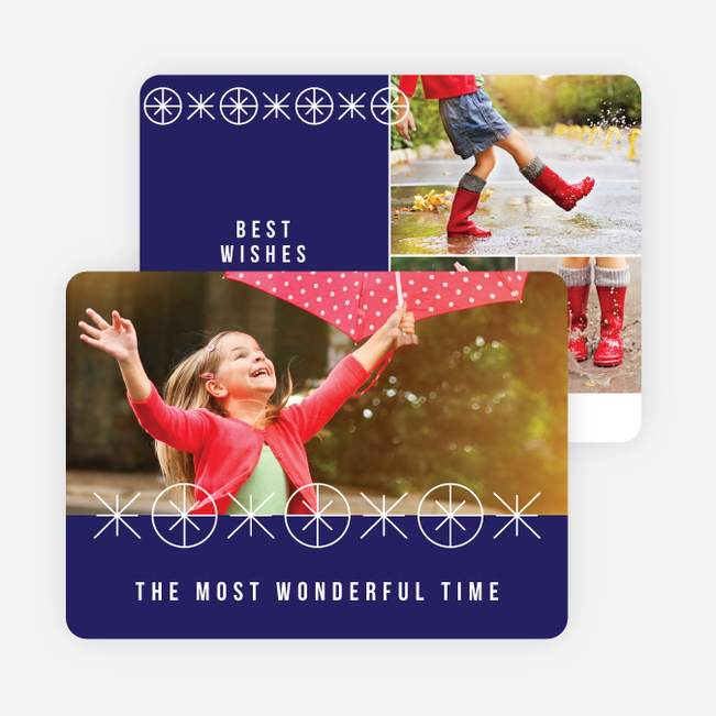 Ornaments and Stars Christmas Cards - Blue