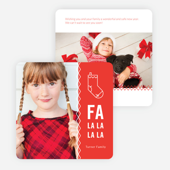 Stocking Sketch Christmas Card - Red