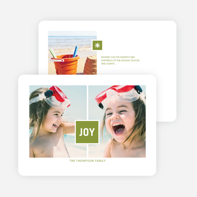 Retro Snowflakes Holiday Cards - Green