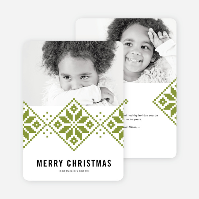 Sweater Pattern Christmas Cards - Green